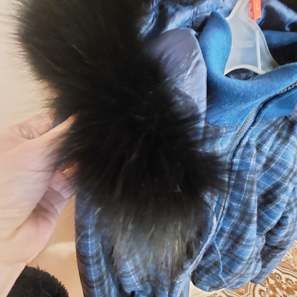 Wool blend jacket with real fur hood size S - Picture 2 of 8